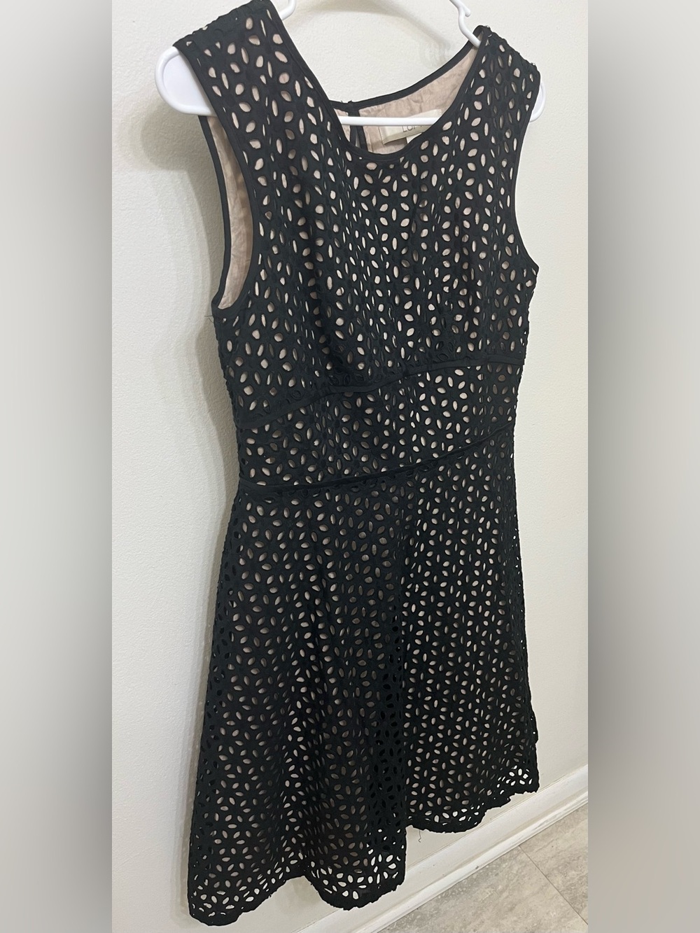 Loft black eyelet A-line dress